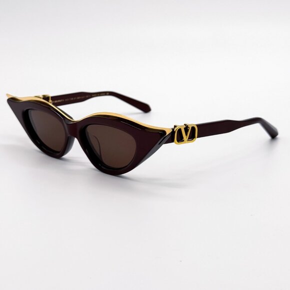 NEW VALENTINO V-GOLDCUT VLS-114B BORDEAUX WOMEN CAT EYE SUNGLASSES VALENTINO - Picture 9 of 14